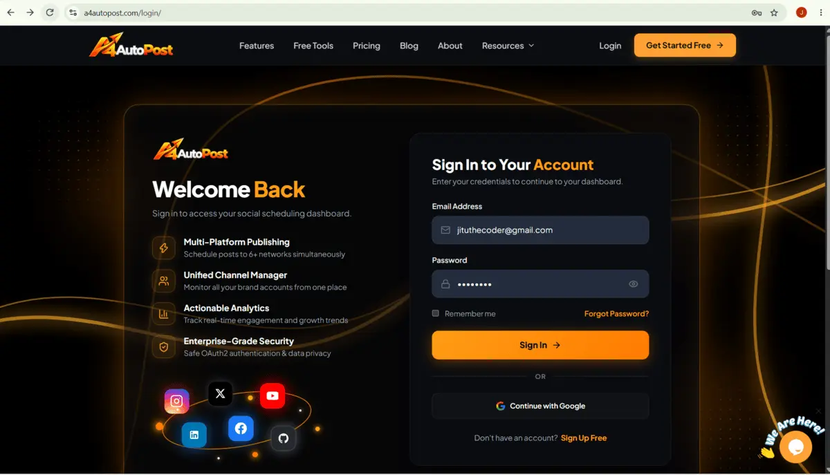 A4AutoPost home page screenshot